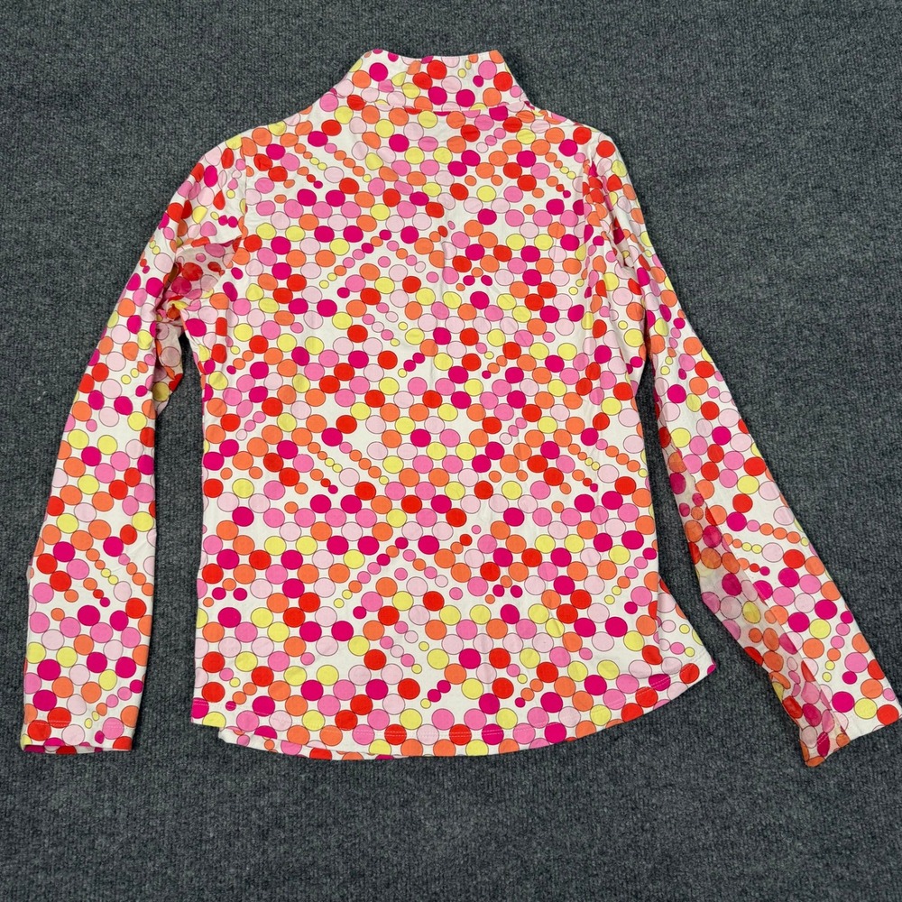 IBKUL Womens Small Pink Orange Polka Dot Mock Neck Quarter Zip Sun Shirt Mesh - Picture 5 of 8